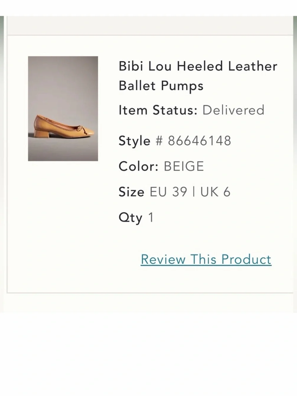 Bibi Lou tan leather ballet flats with bow detail